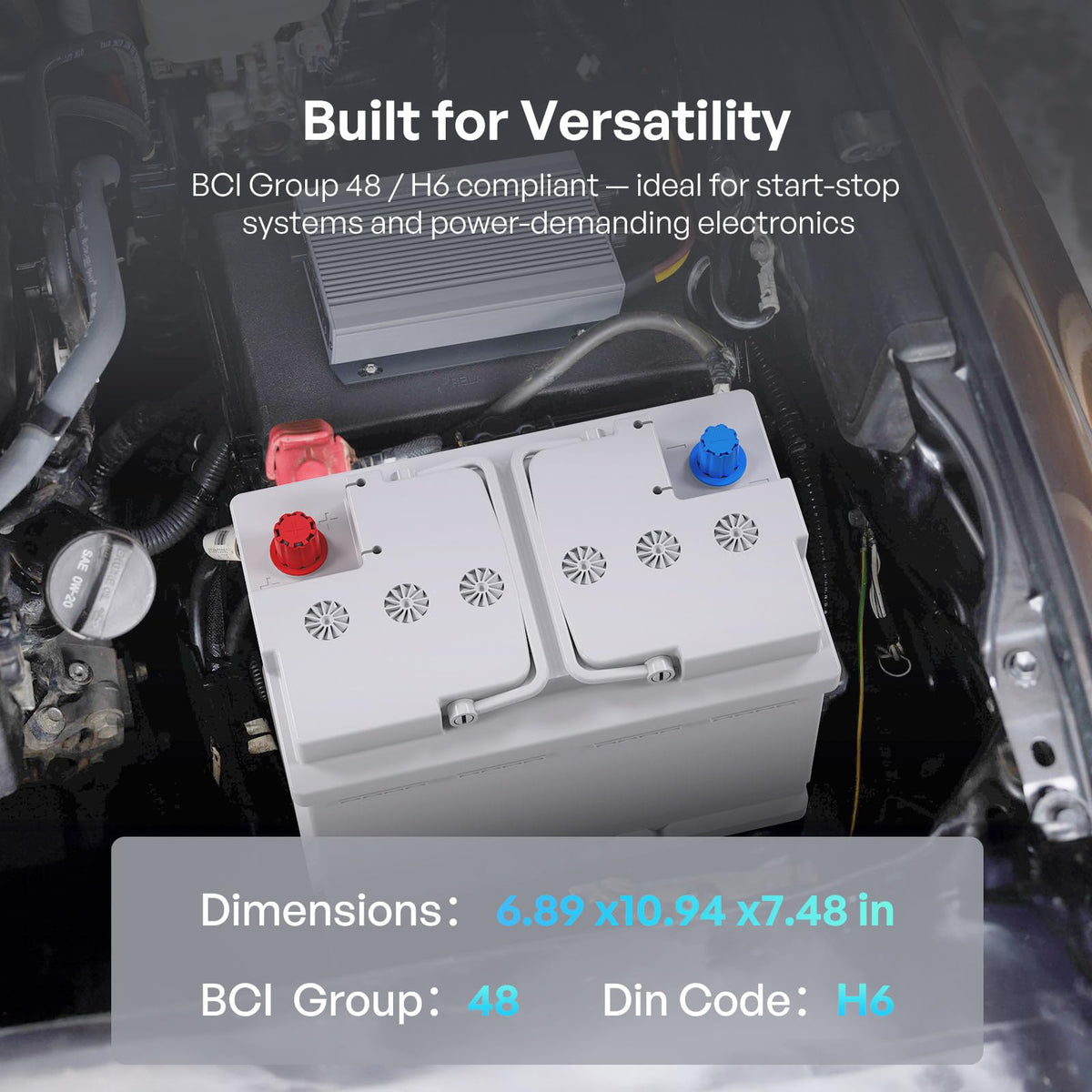 12V 70Ah AGM Car Battery H6 Group 48 with 720 CCA G46458