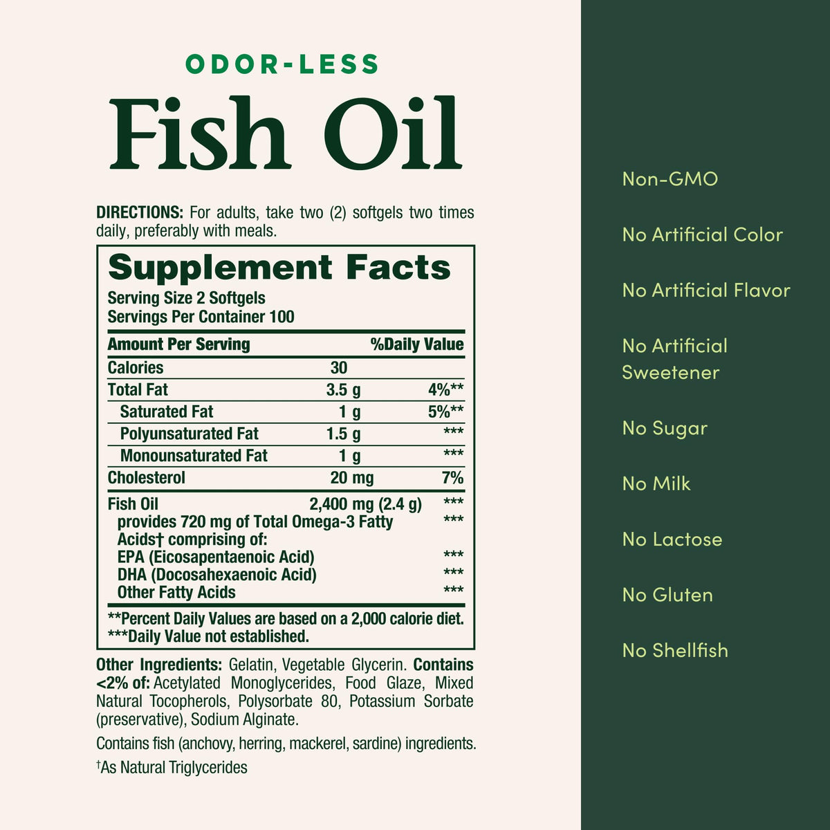 Fish Oil 1200mg 200 Softgels Pack of 2 K476