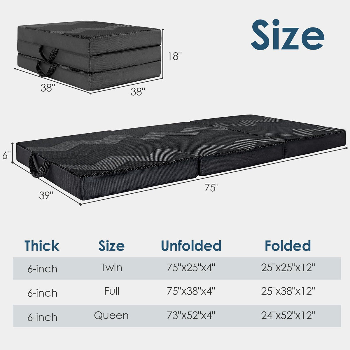 Foldable Memory Foam 6 inch Queen Mattress G17740