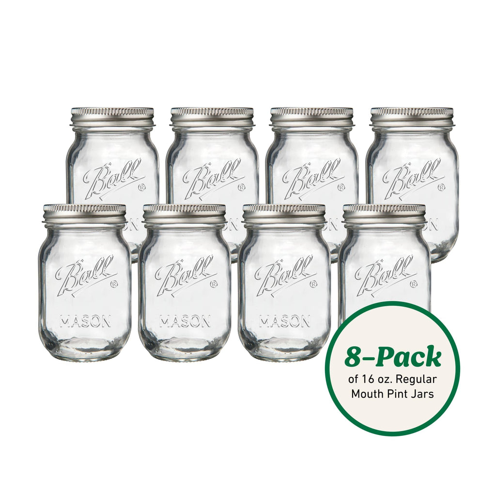 Regular Mouth Pint Glass Mason Jars, 16oz, 8-Count H80438