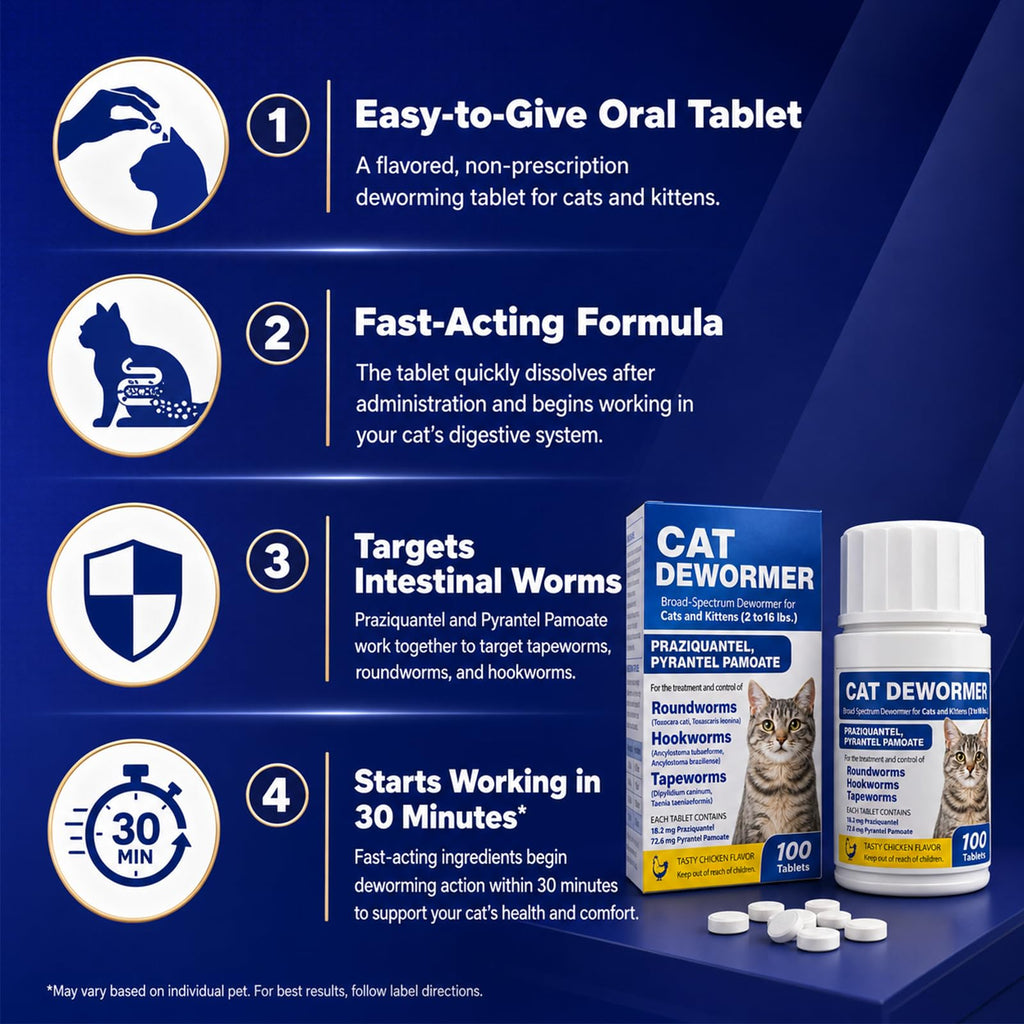 Cat and Kitten Dewormer 100 Tablets D2228