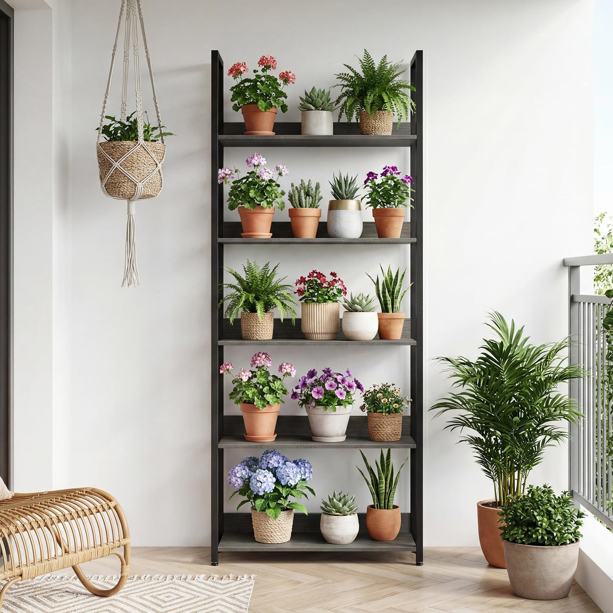 5-Tier Wooden Bookshelf Set of 2 V586