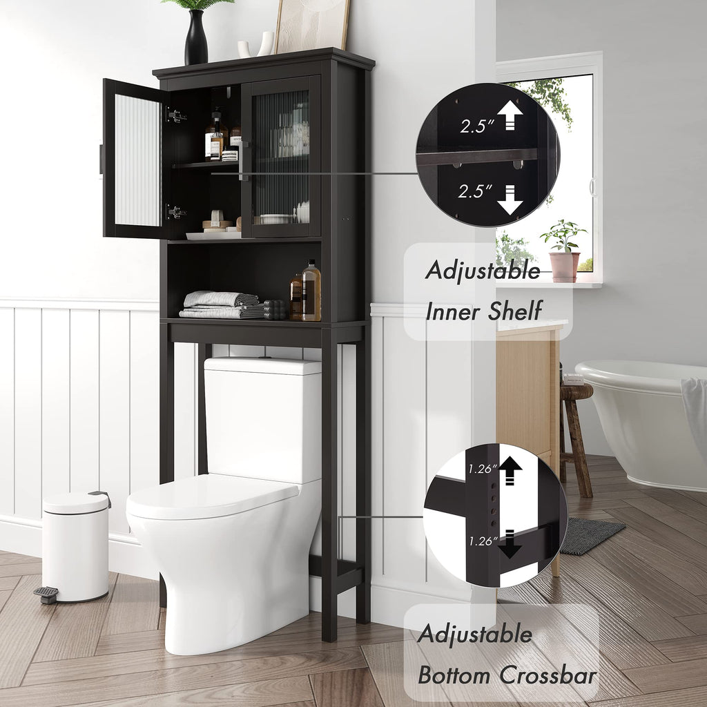 Over the Toilet Storage Cabinet with Glass Doors C498440