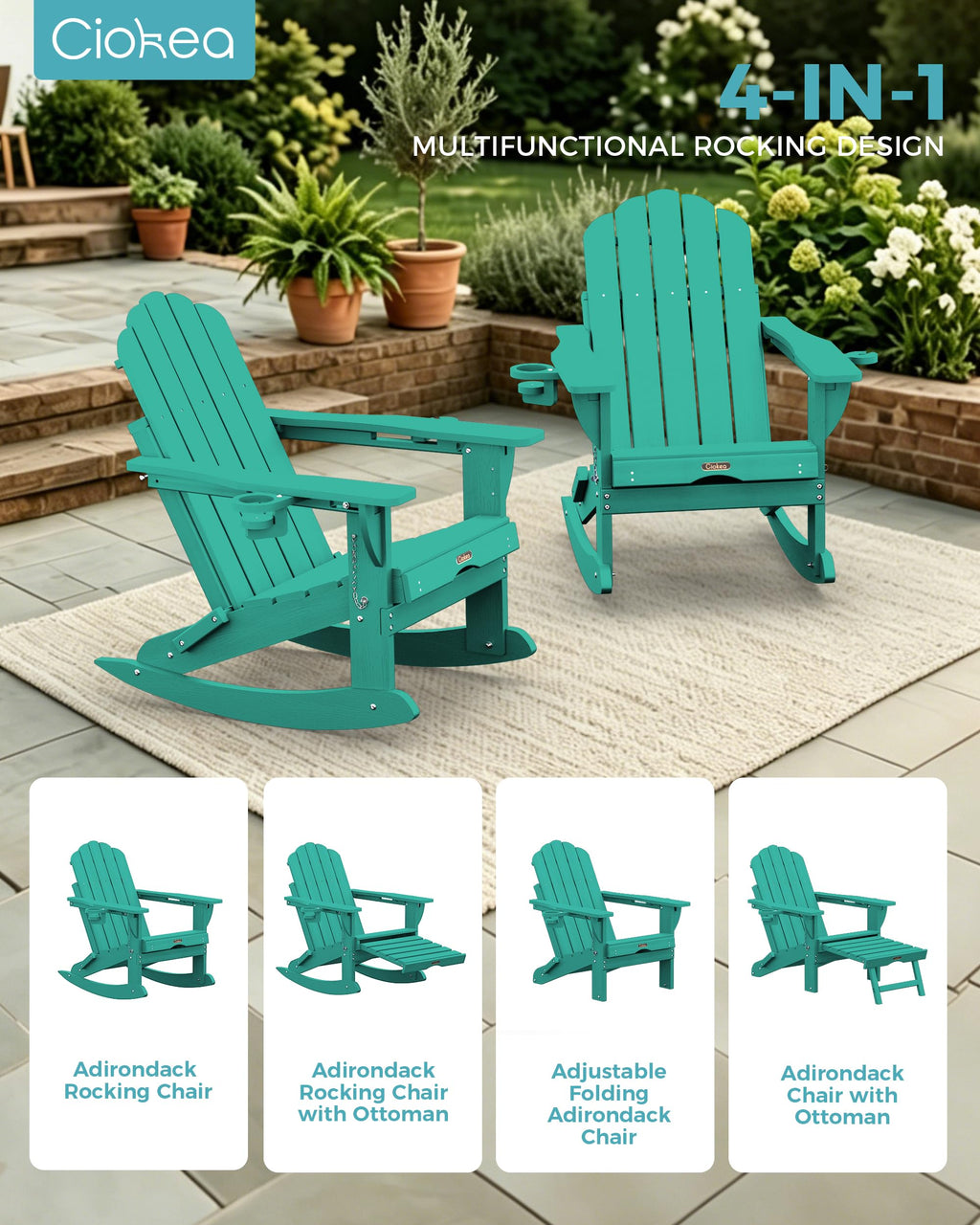Adirondack Rocking Chair with Footrest L2333