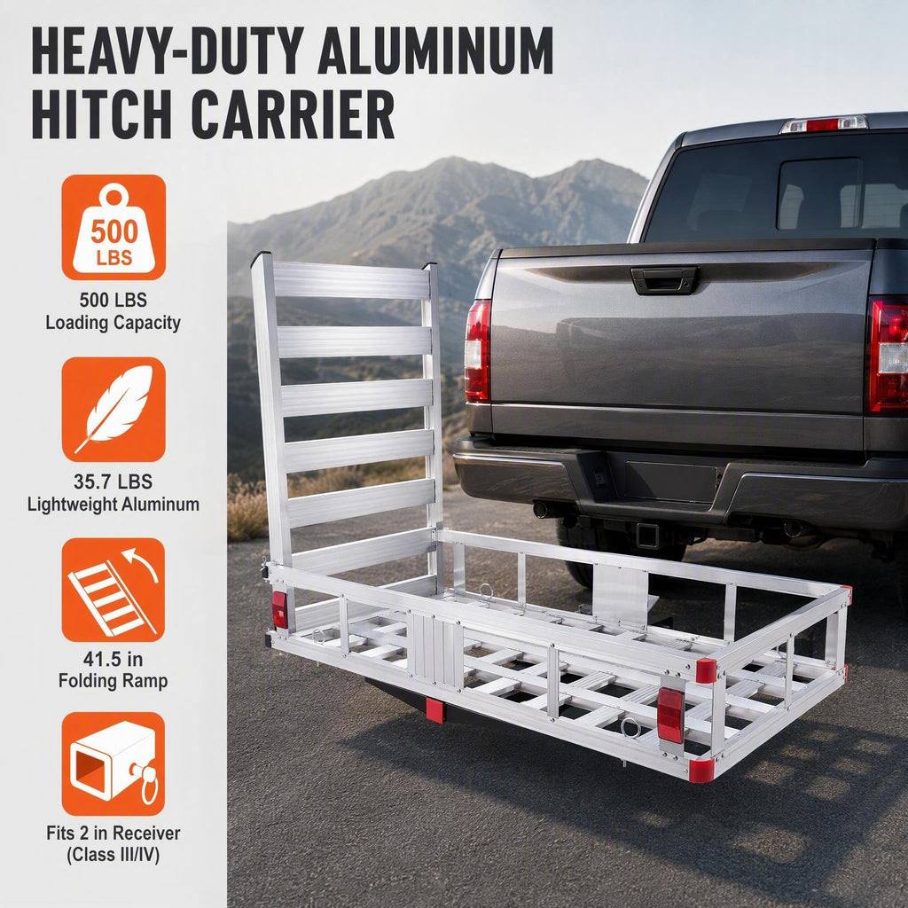 Aluminum Hitch Cargo Carrier with Folding Ramp A188982