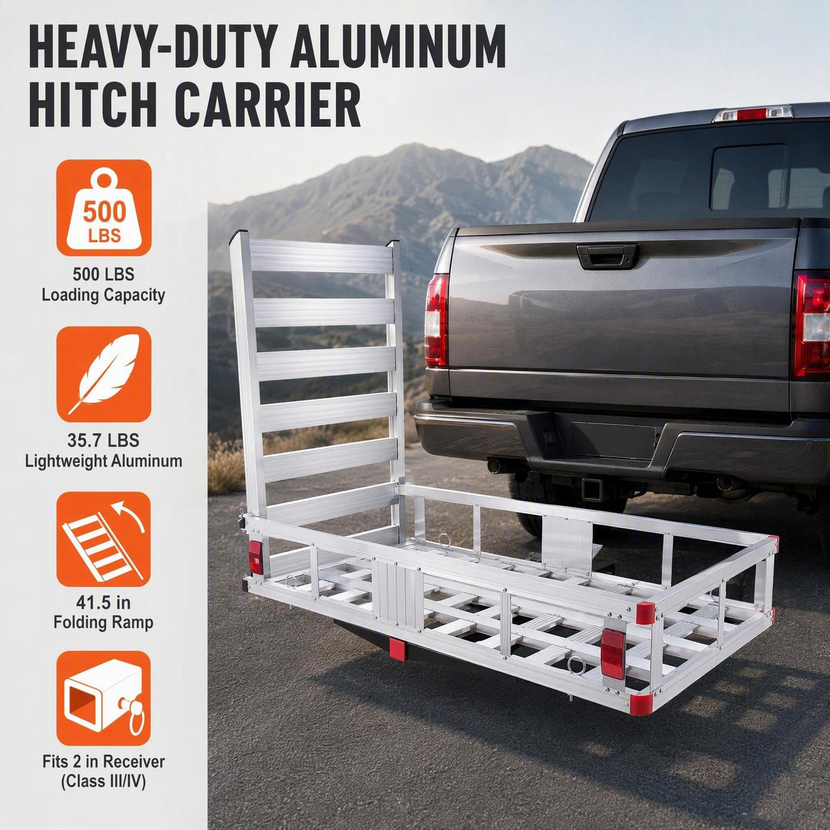Aluminum Hitch Cargo Carrier with Folding Ramp A188982