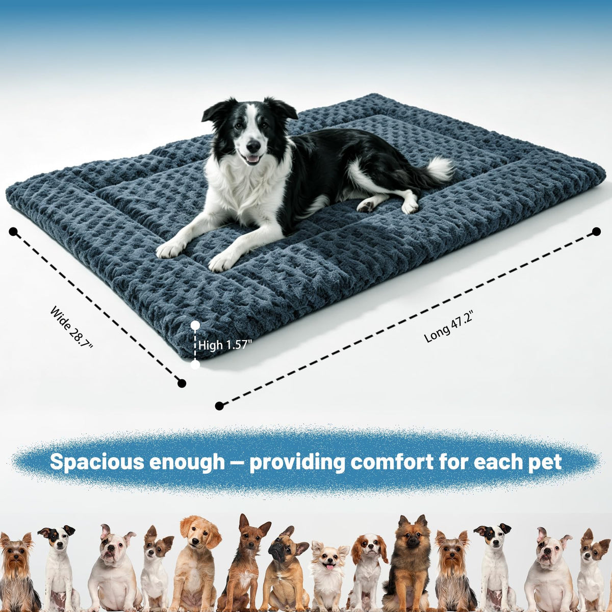 Washable Rose Velvet Dog Crate Mat M697