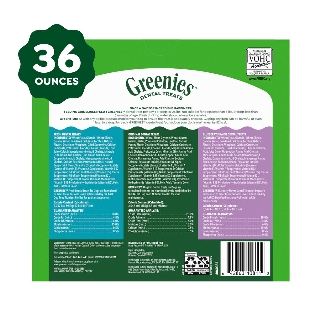 Mint Original Blueberry Dental Dog Treats 60 Count D192