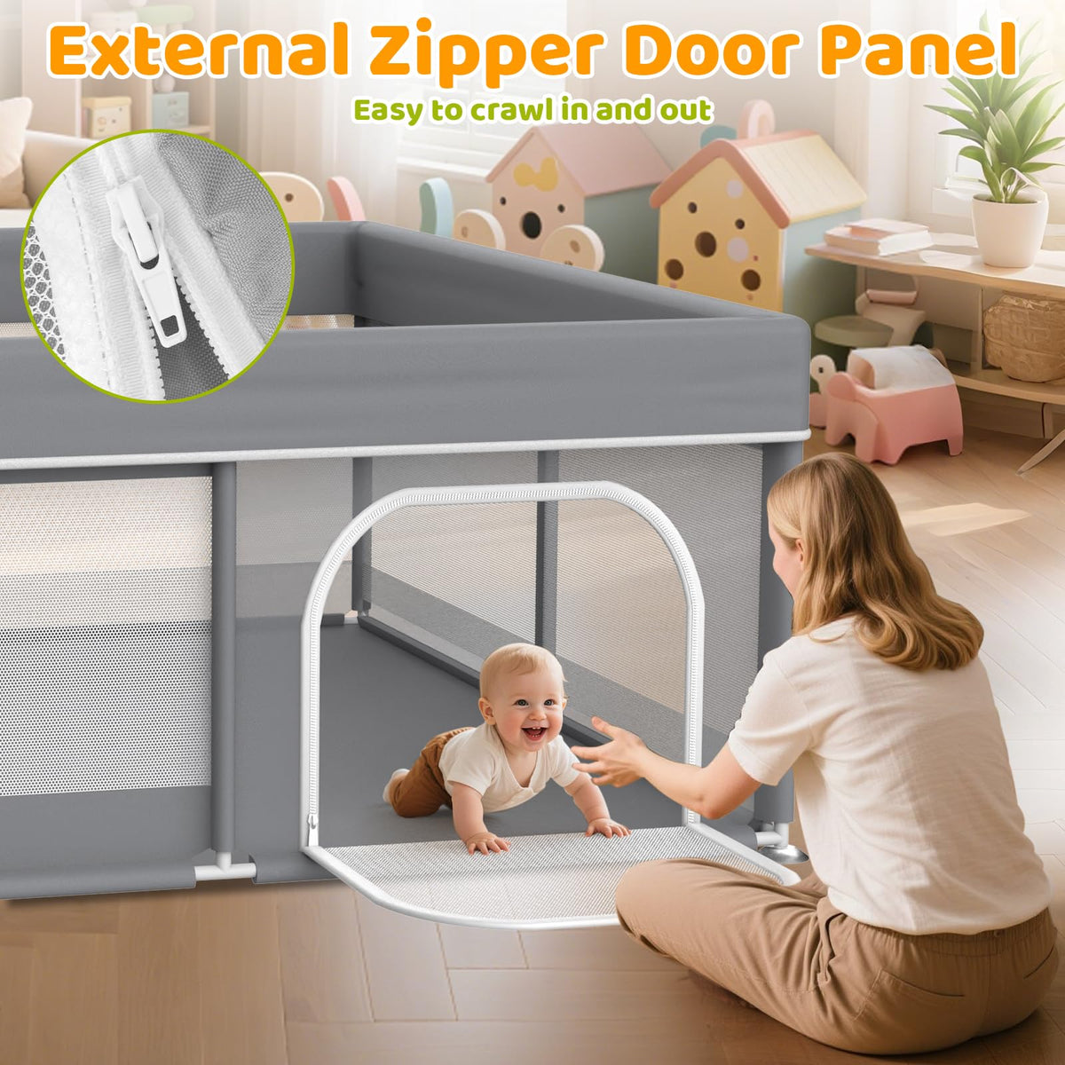 79x71 Inch Extra Large Baby Playpen A46161