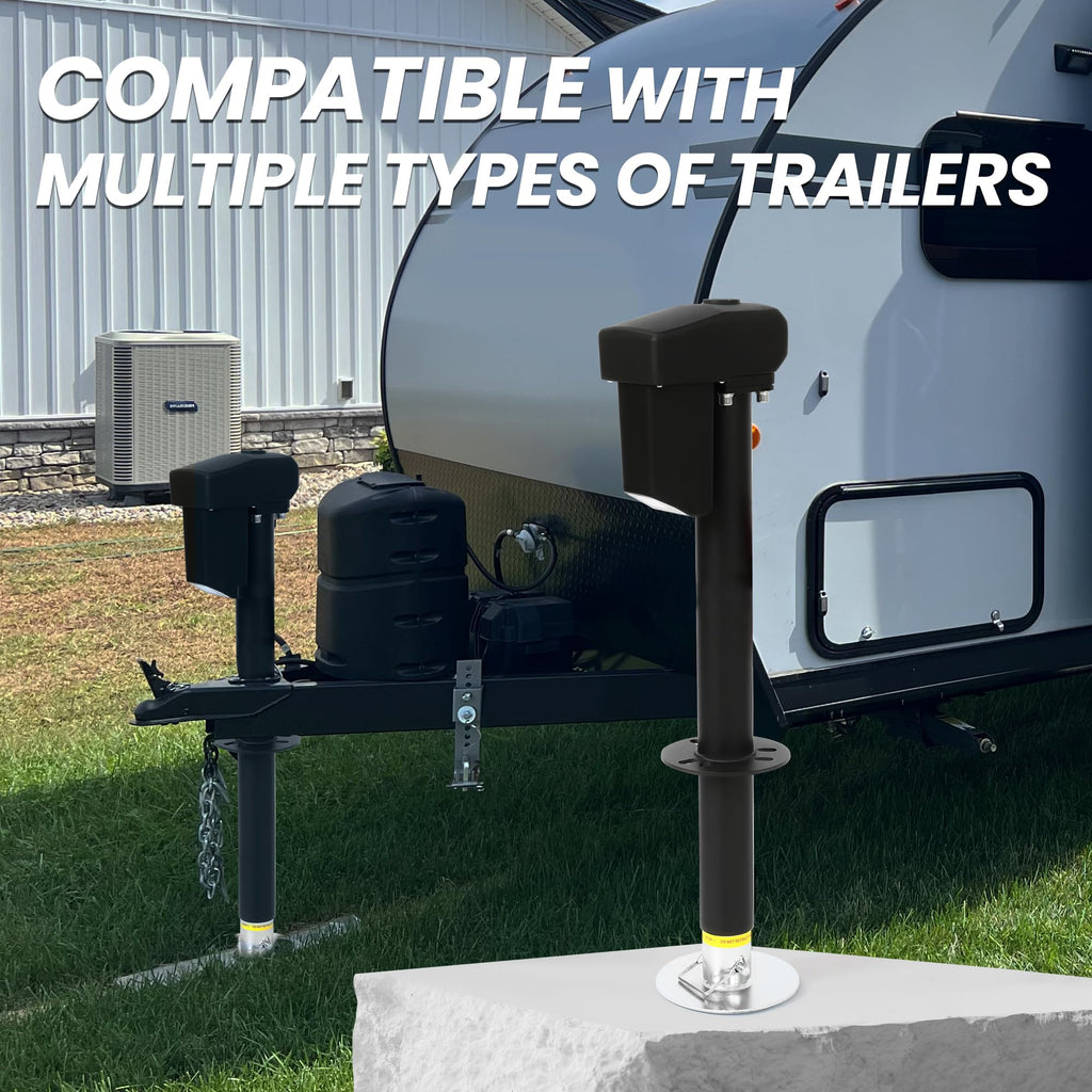 12V Electric Tongue Jack 4000lb A-Frame Heavy Duty Trailer Jack with Drop Foot & LED Light F953