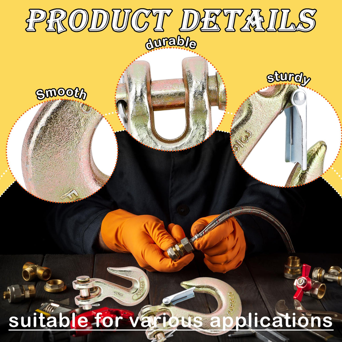 3/8" Clevis Slip Hook Set with Safety Latch G70 Forged Steel R2024