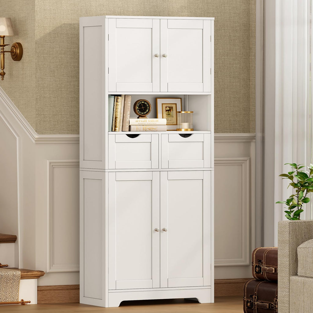 Tall Bathroom Storage Cabinet with 4 Doors Y481