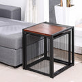 Set of 2 Square Nesting Coffee Table with Metal Frame N6900