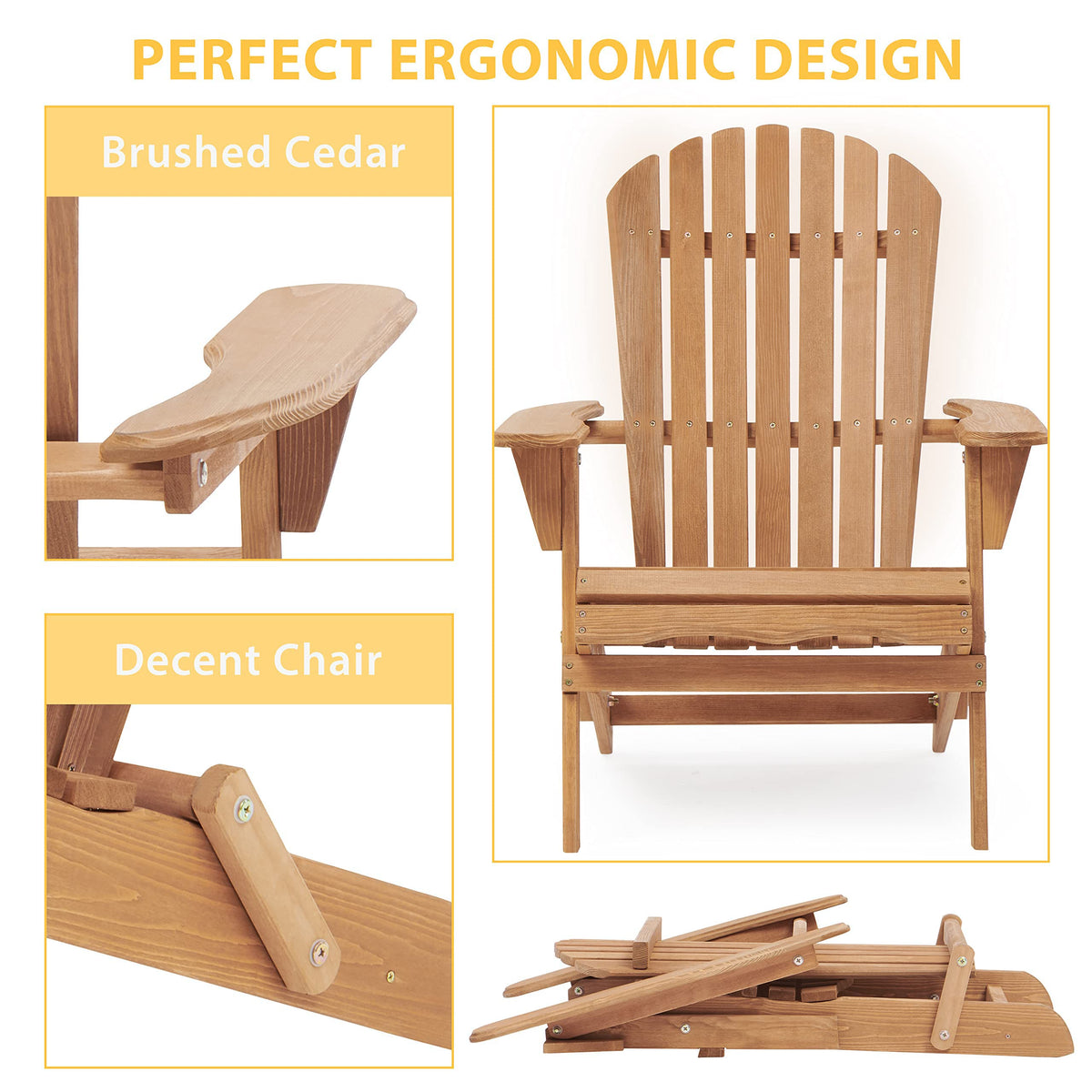 Folding Wood Adirondack Chair Set of 2 F470081