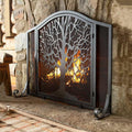 Wrought Iron Fireplace Screen with Locking Doors Y556218
