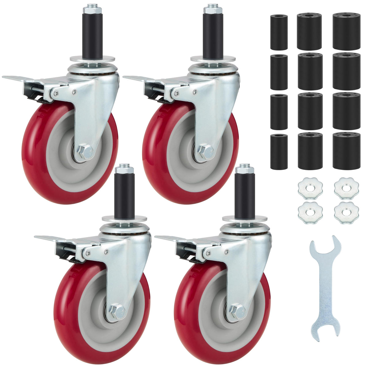 5 Inch Caster Wheels Set of 4 with Brake J50542