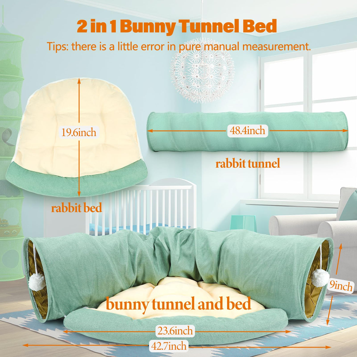 Collapsible Bunny Tunnel Bed with Mat N949