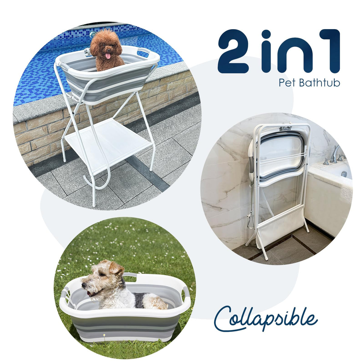 2 in 1 Collapsible Portable Dog Bath Tub Q70449
