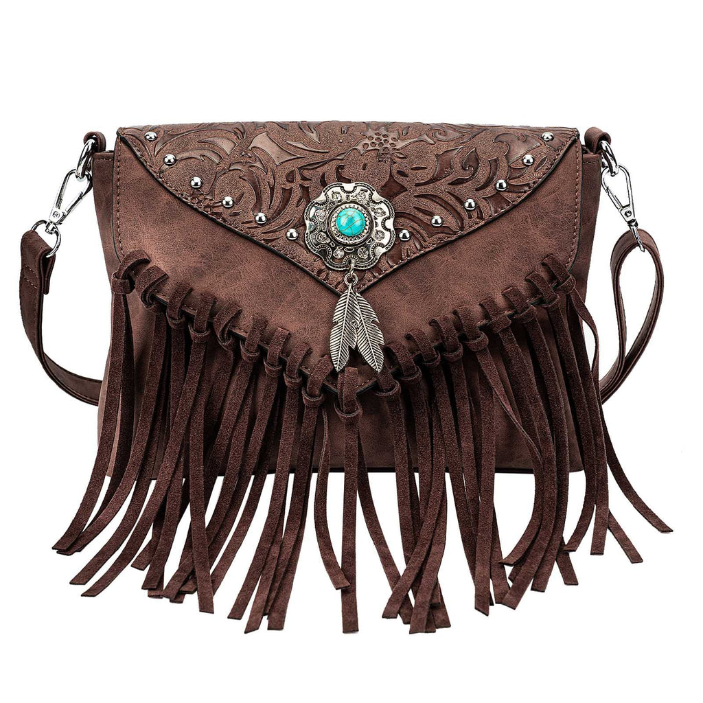 Small Turquoise Fringe Crossbody Handbag F7437