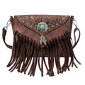 Small Turquoise Fringe Crossbody Handbag F7437