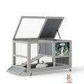 36.5" Two-Level Wooden Rabbit Hutch with Casters & Ramp Z7174