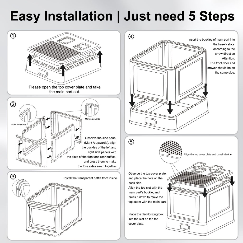 Enclosed Stainless Steel Cat Litter Box with Lid D1533