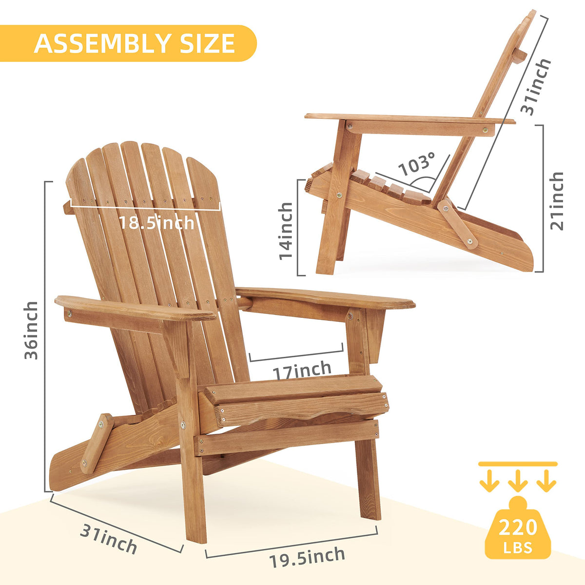 Folding Wood Adirondack Chair Set of 2 F470081