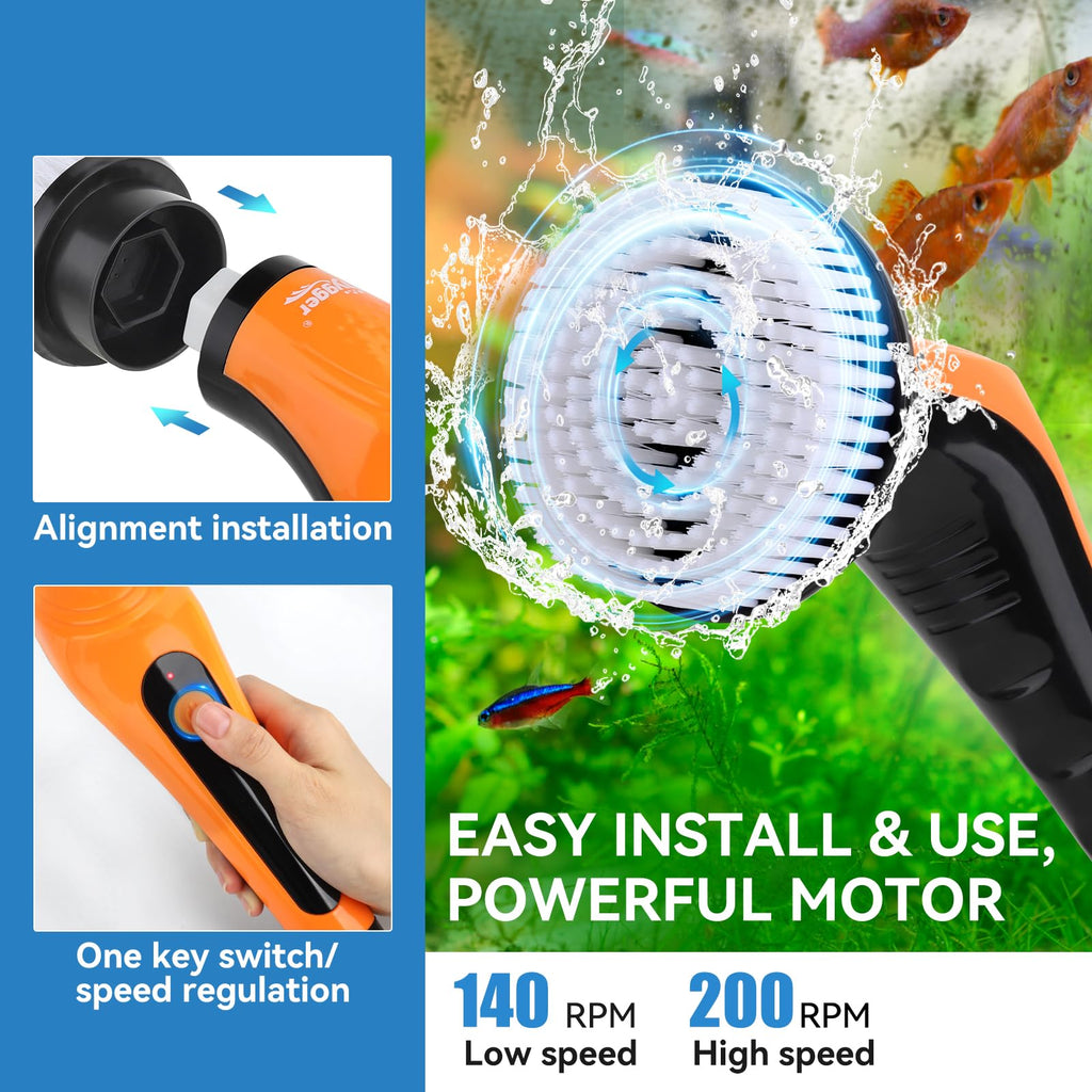 Electric Aquarium Cleaning Brushes with 6 Replaceable Brush Heads I6898