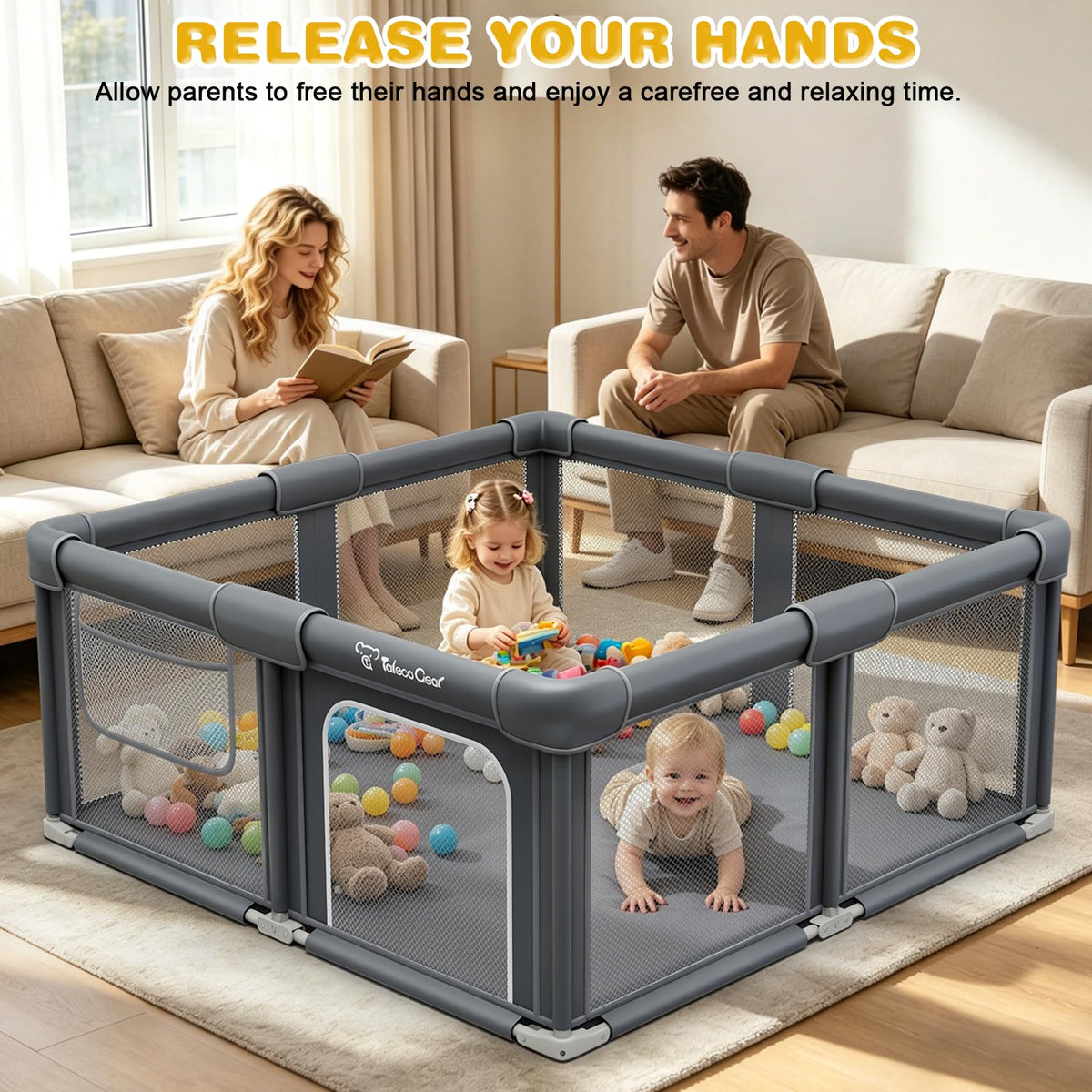 Foldable Baby Playpen with Mat I84443