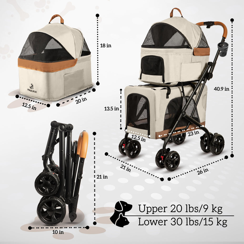 Double Pet Stroller with Detachable Carriers Q6201