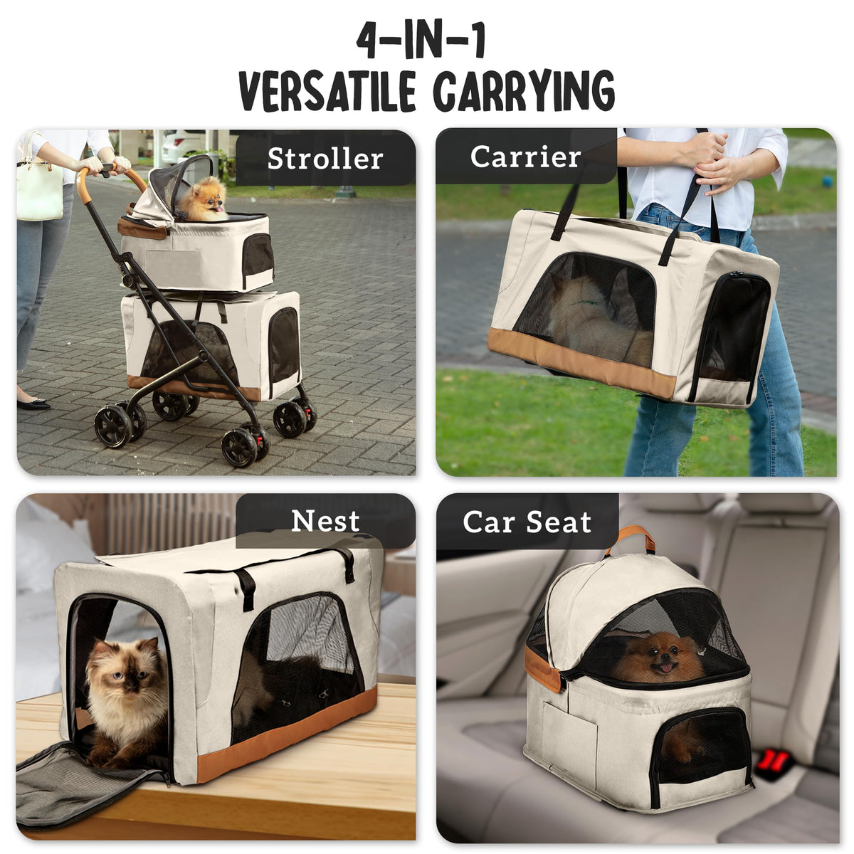 Double Pet Stroller with Detachable Carriers Q6201