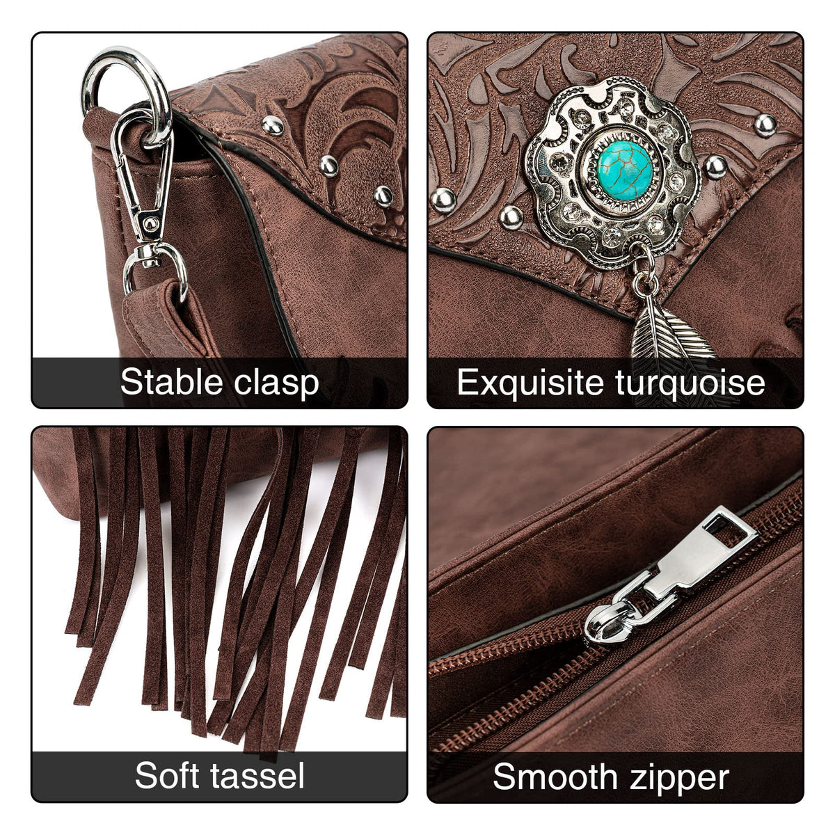 Small Turquoise Fringe Crossbody Handbag F7437