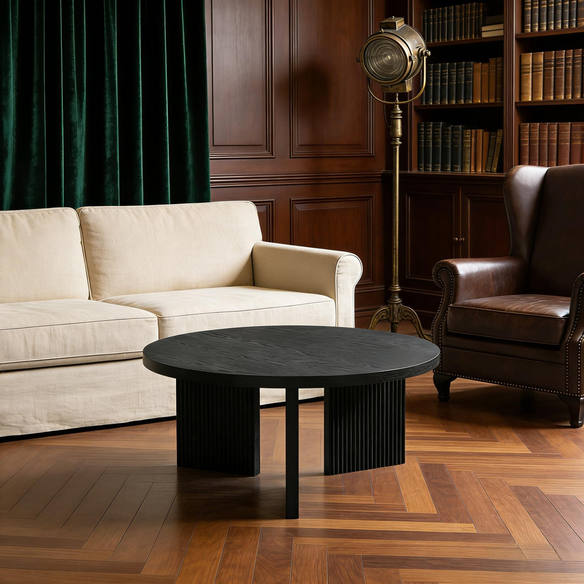 35" Wooden Round Coffee Table B4343