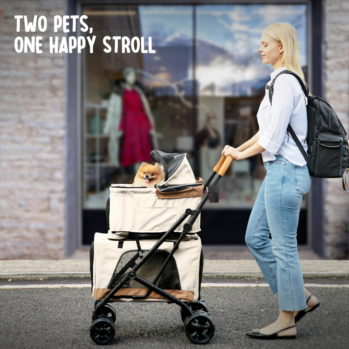 Double Pet Stroller with Detachable Carriers Q6201