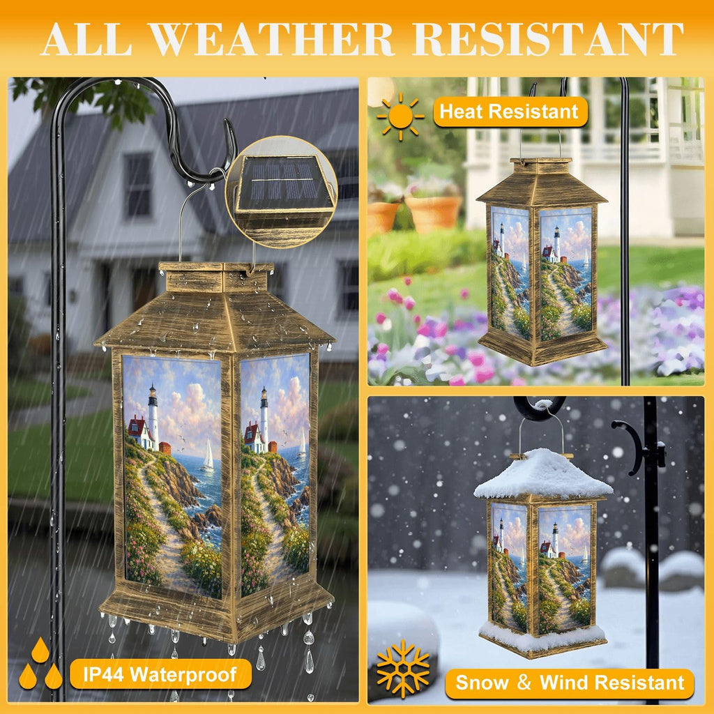 Solar Lantern Outdoor Waterproof LED Solar Lights Hanging Tabletop Lamp B742773