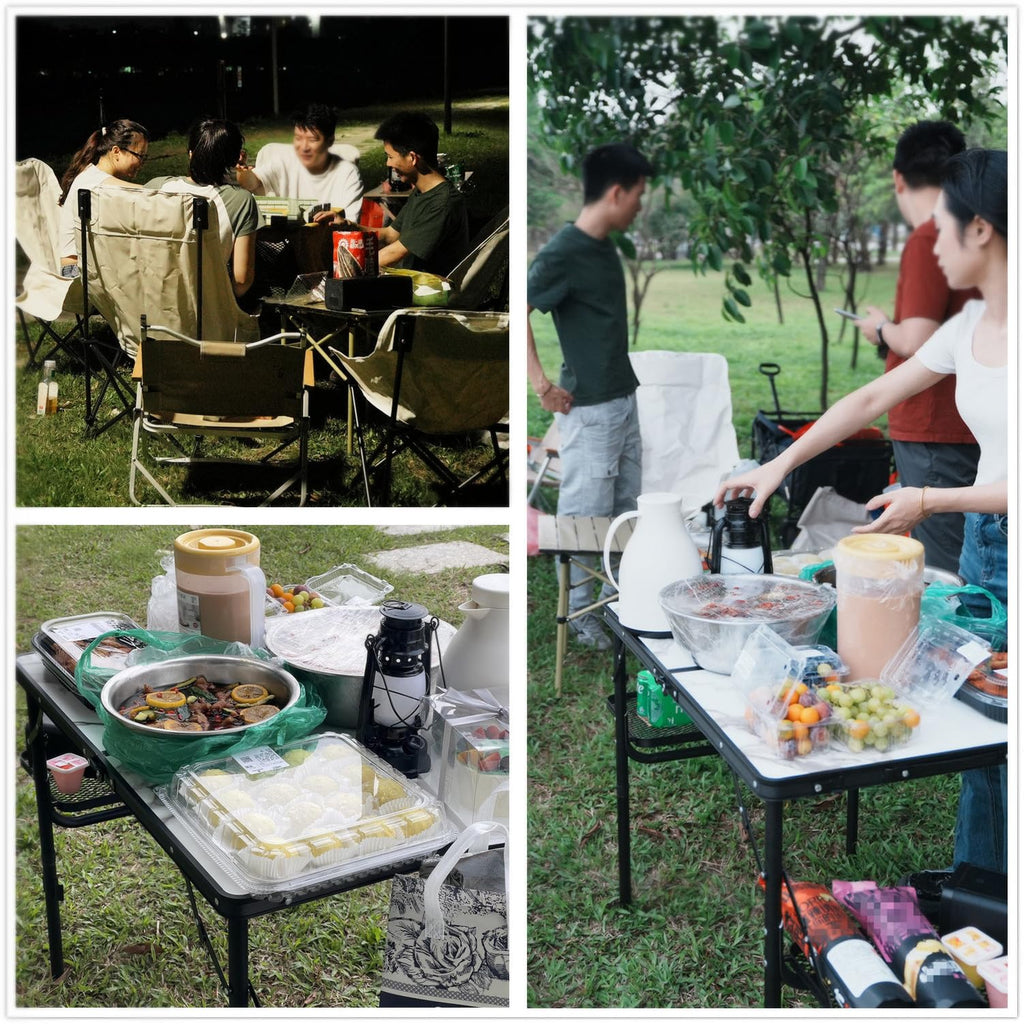 Folding Camping Table 3ft Aluminum with Side Racks & Storage Net E4125