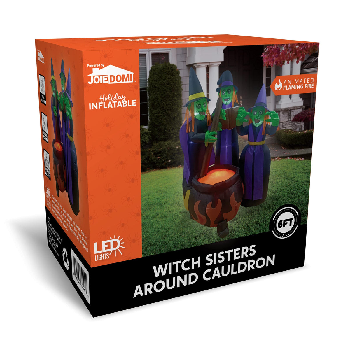 6 FT Halloween Inflatables Three Witch Cauldron with LEDs C894