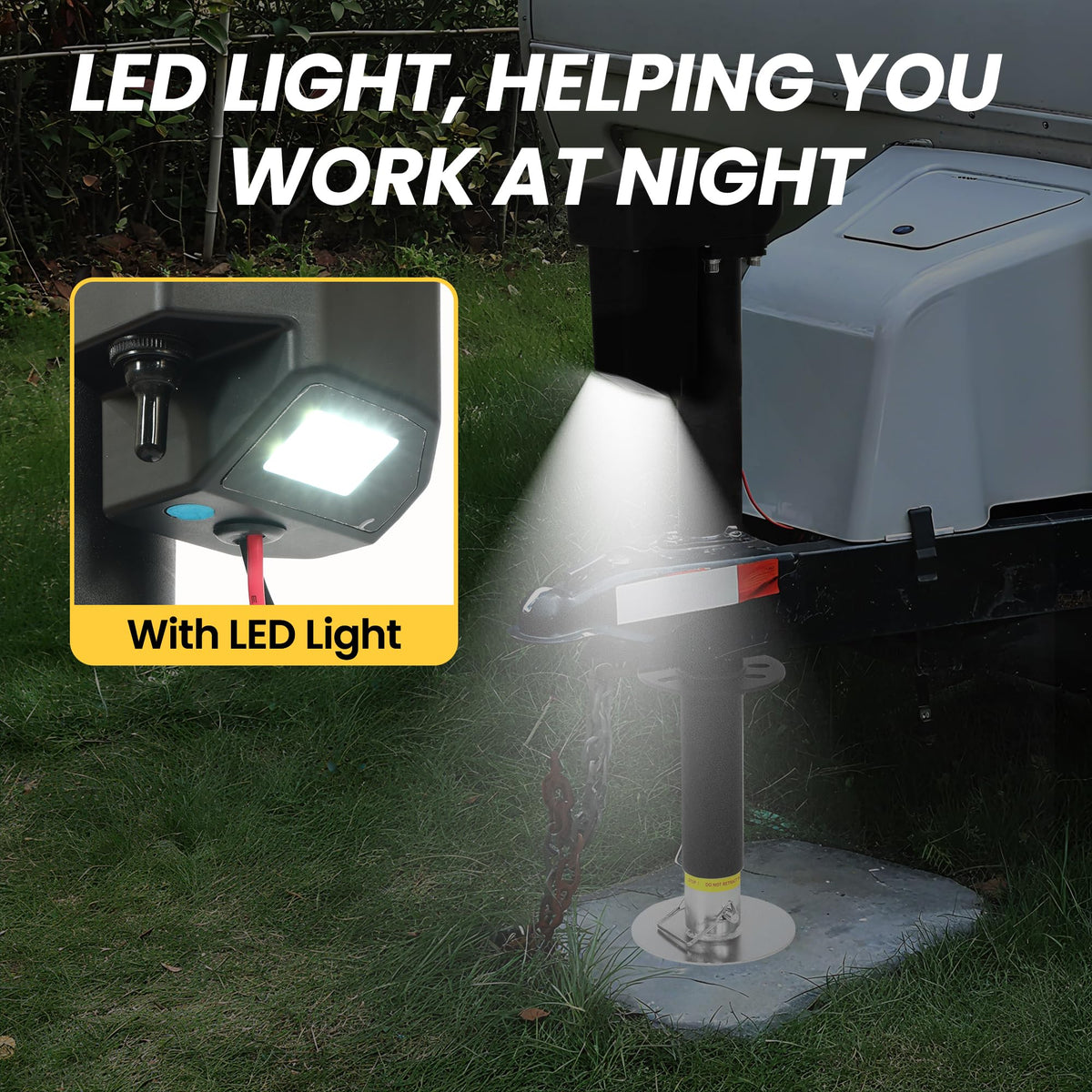 12V Electric Tongue Jack 4000lb A-Frame Heavy Duty Trailer Jack with Drop Foot & LED Light F953