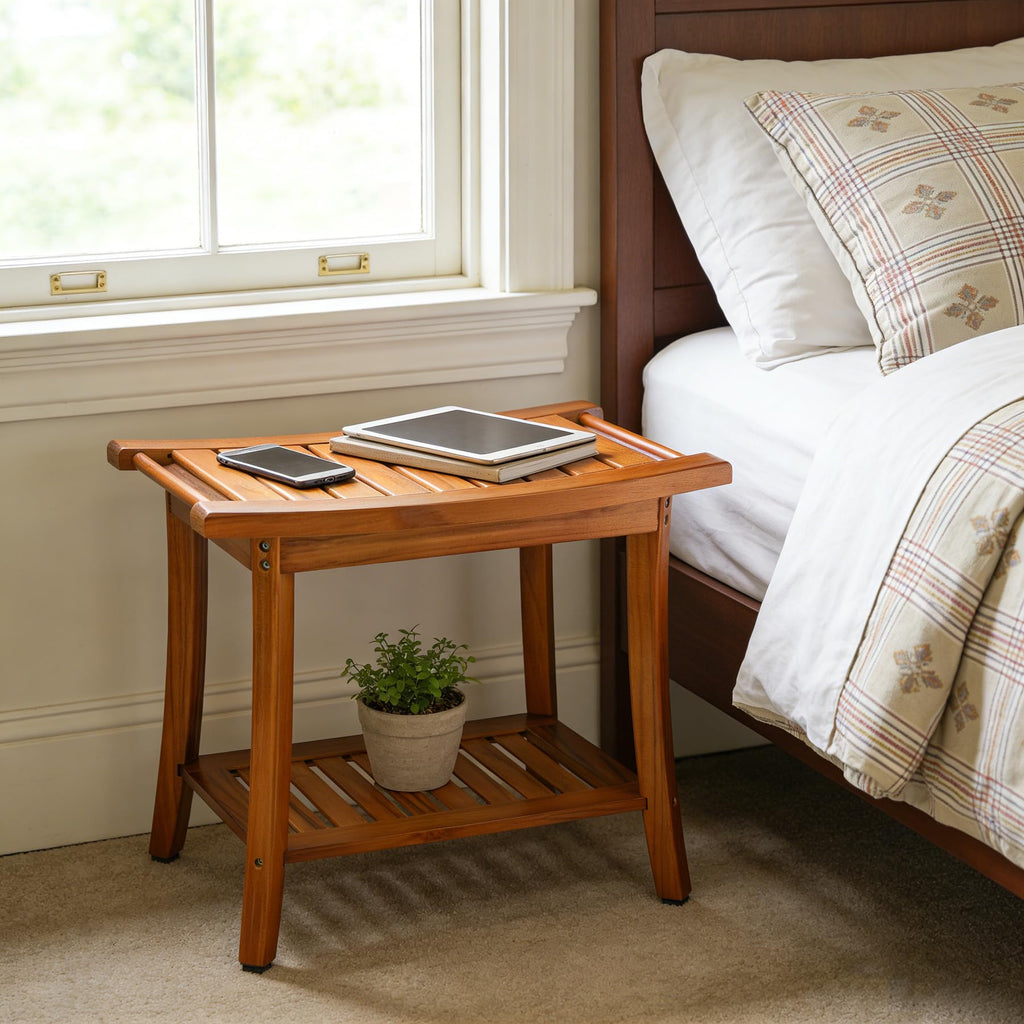 Teak Shower Bench Seat with Handles X33127