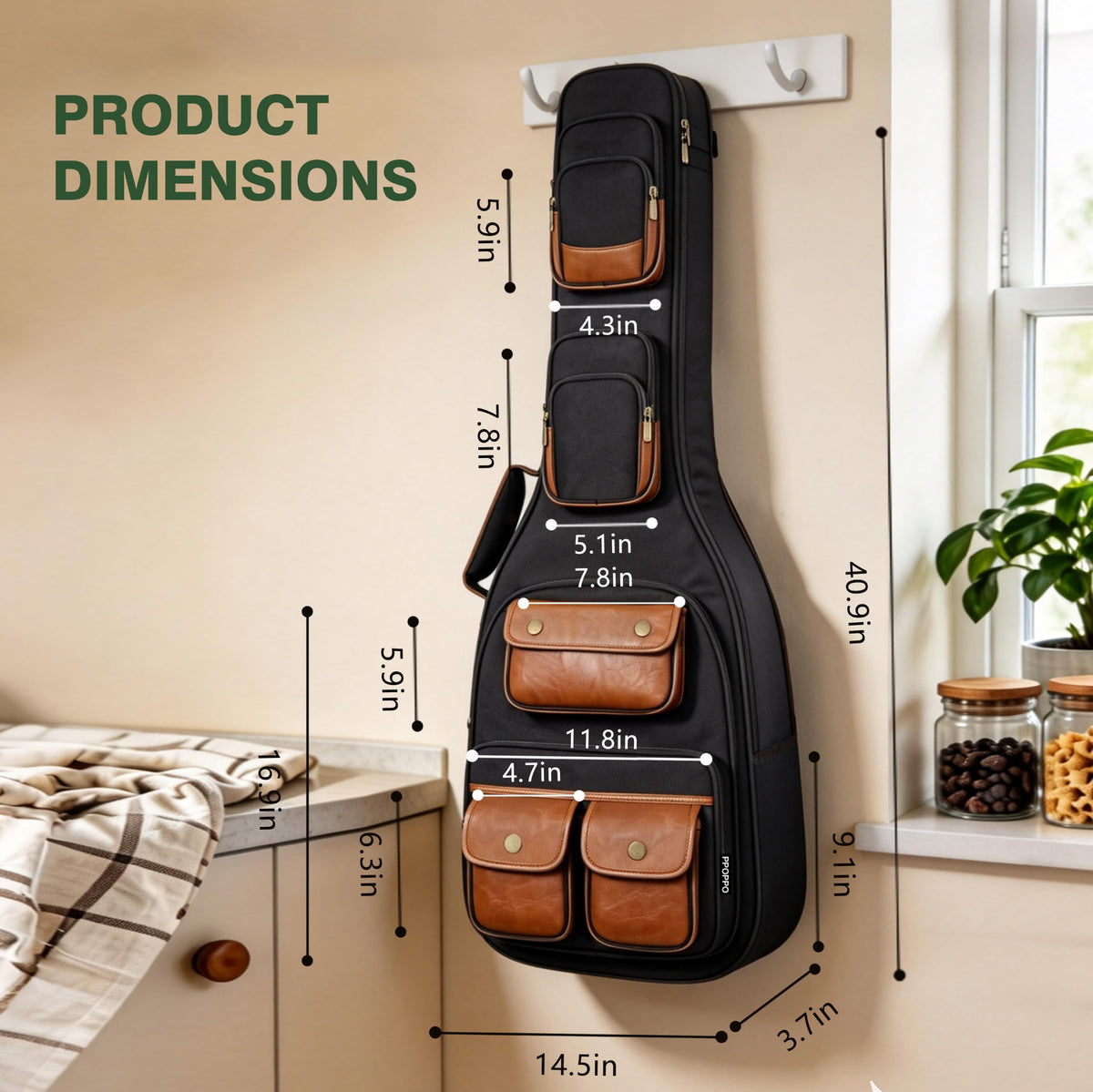 40" Electric Guitar Bag 900D Waterproof 0.5" Padding H1499