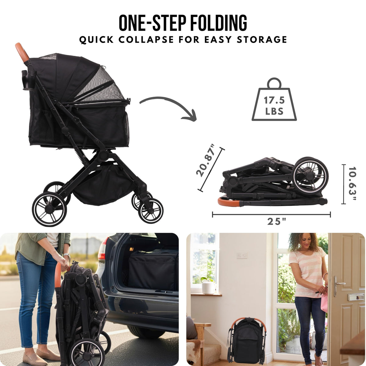 Foldable Dog Stroller 35 lbs Grey M416