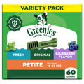 Mint Original Blueberry Dental Dog Treats 60 Count D192