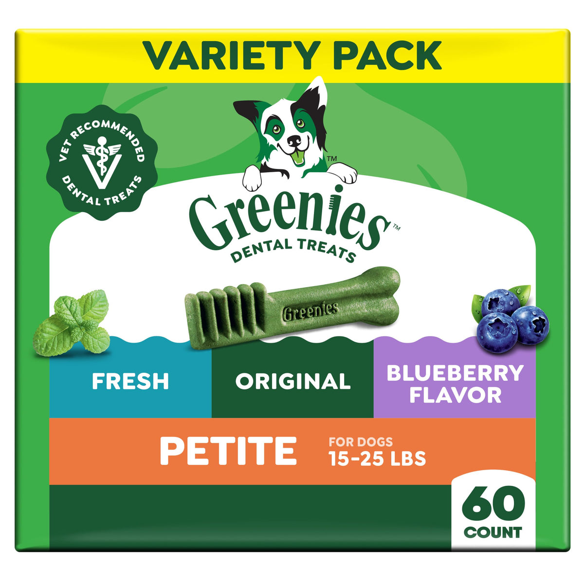 Mint Original Blueberry Dental Dog Treats 60 Count D192