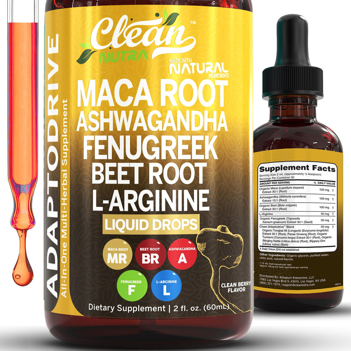 Organic Maca Root Liquid Drops with Ashwagandha and Fenugreek R261