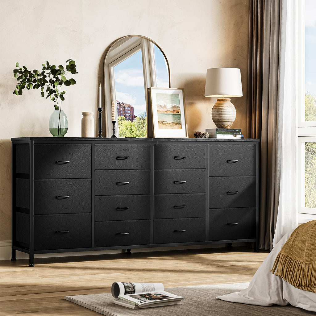Black 14 Drawer Dresser TV Stand U8412