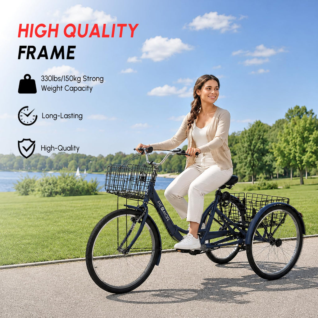 24/26 Inch 7 Speed Adult Tricycle with Folding Basket N60117