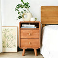 Solid Wood 2 Drawer Narrow Nightstand O560372
