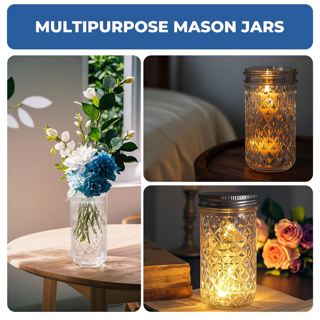 12 oz Regular Mouth Glass Mason Jar 15 Pack M624046
