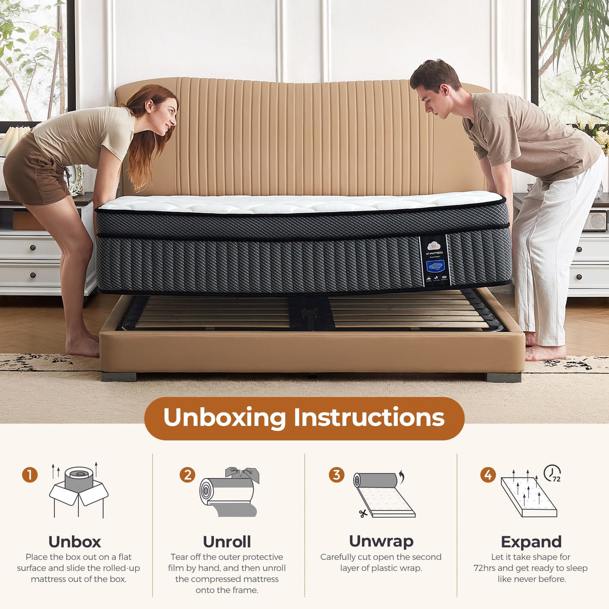 10 inch Full Size Hybrid Mattress in a Box V15050