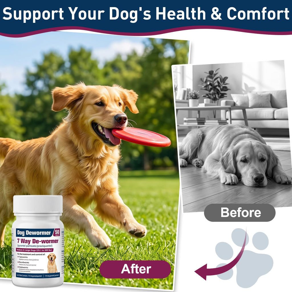 7-Way Dewormer for Large Dogs & Puppies, 50 Tablets E93306
